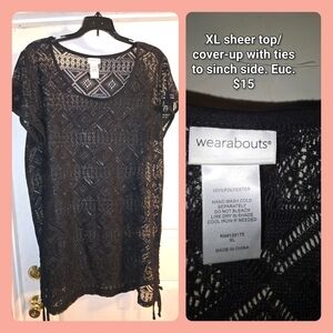Wearabouts Black Sheer Top with Side Ties